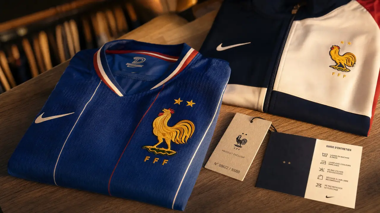 Boutique équipe de france : maillot officiel Bleu avec deux étoiles, coq et flocage
