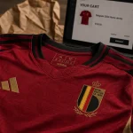 Maillot Belgique 2024 domicile rouge, noir et or