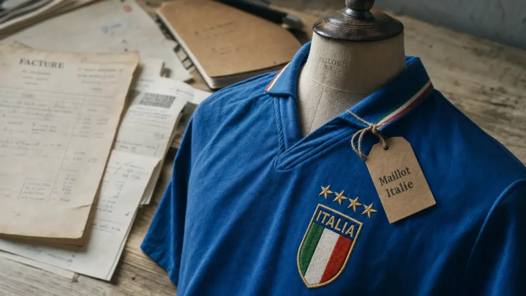 Maillot de foot italie bleu azur quatre étoiles, vintage