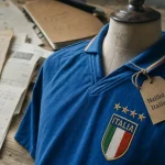 Maillot de foot italie bleu azur quatre étoiles, vintage