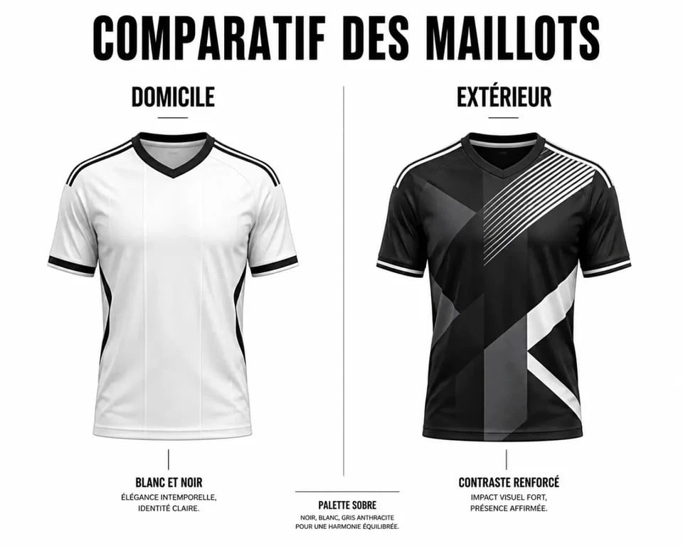 Maillot Mannschaft : illustration éditoriale comparant les versions domicile et extérieur de l’équipe d’Allemagne