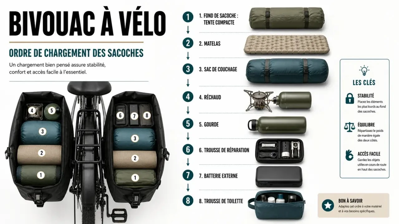 Accessoires cyclotourisme essentiels pour bivouac et autonomie