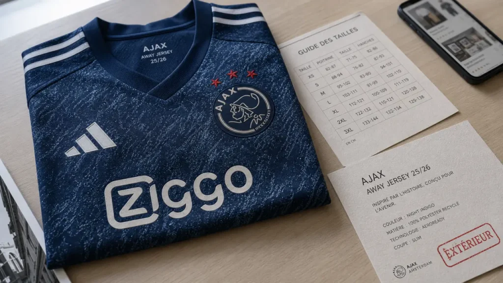 Maillot Ajax extérieur : stock, officialité et retours à vérifier avant d’acheter