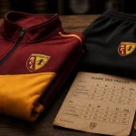 Survetement rc lens officiel sur table, guide tailles