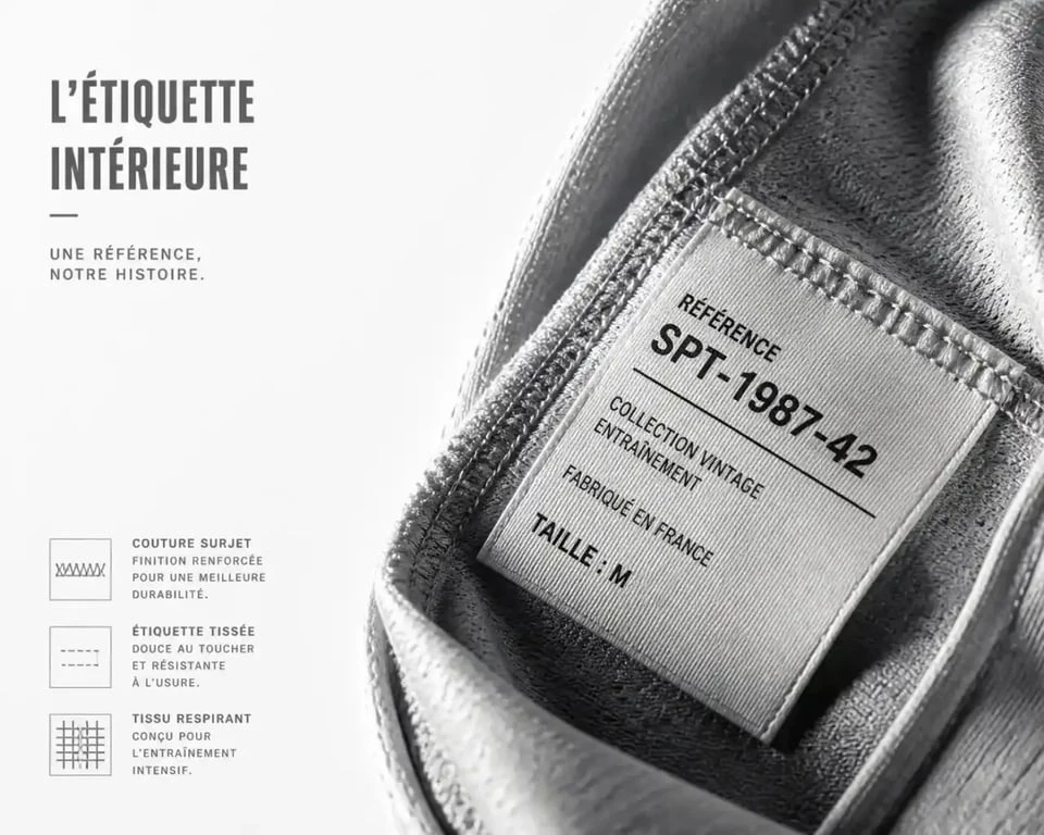 Étiquette et référence produit d'un training PSG 2015 authentique pour vérifier l'authenticité