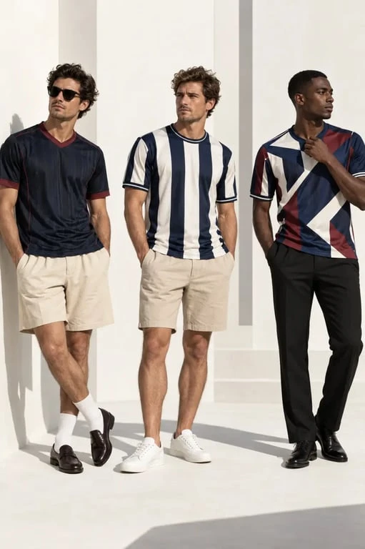 Idées de maillot de foot stylé pour l'été selon trois tenues urbaines