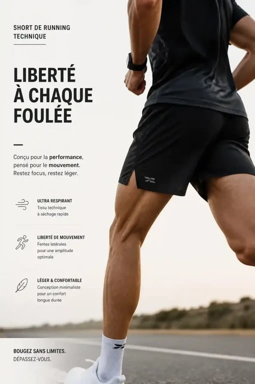 Short course a pied porté par un coureur en pleine foulée sur route