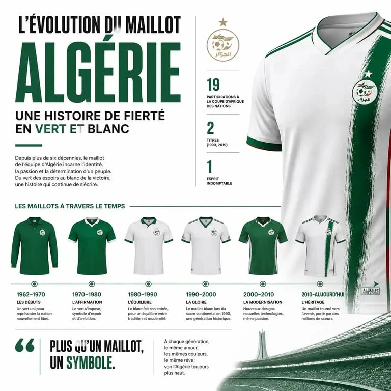 Maillot de foot Algérie : design et couleurs emblématiques