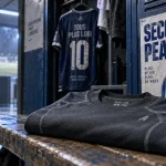 Sous maillot foot au vestiaire, chaleur froide, gris anthracite
