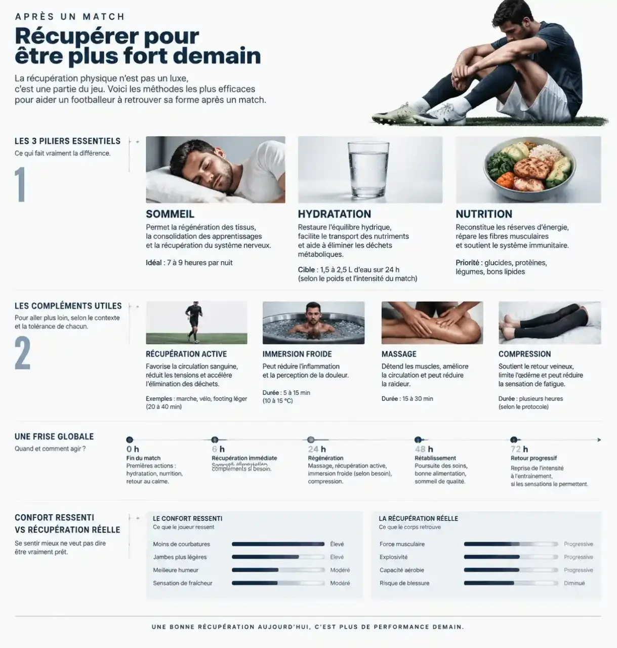 Comparatif des meilleures méthodes de récupération physique pour les footballeurs sur 72 heures