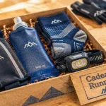 Idées cadeaux running : coffret avec ceinture, flasque et chaussettes techniques